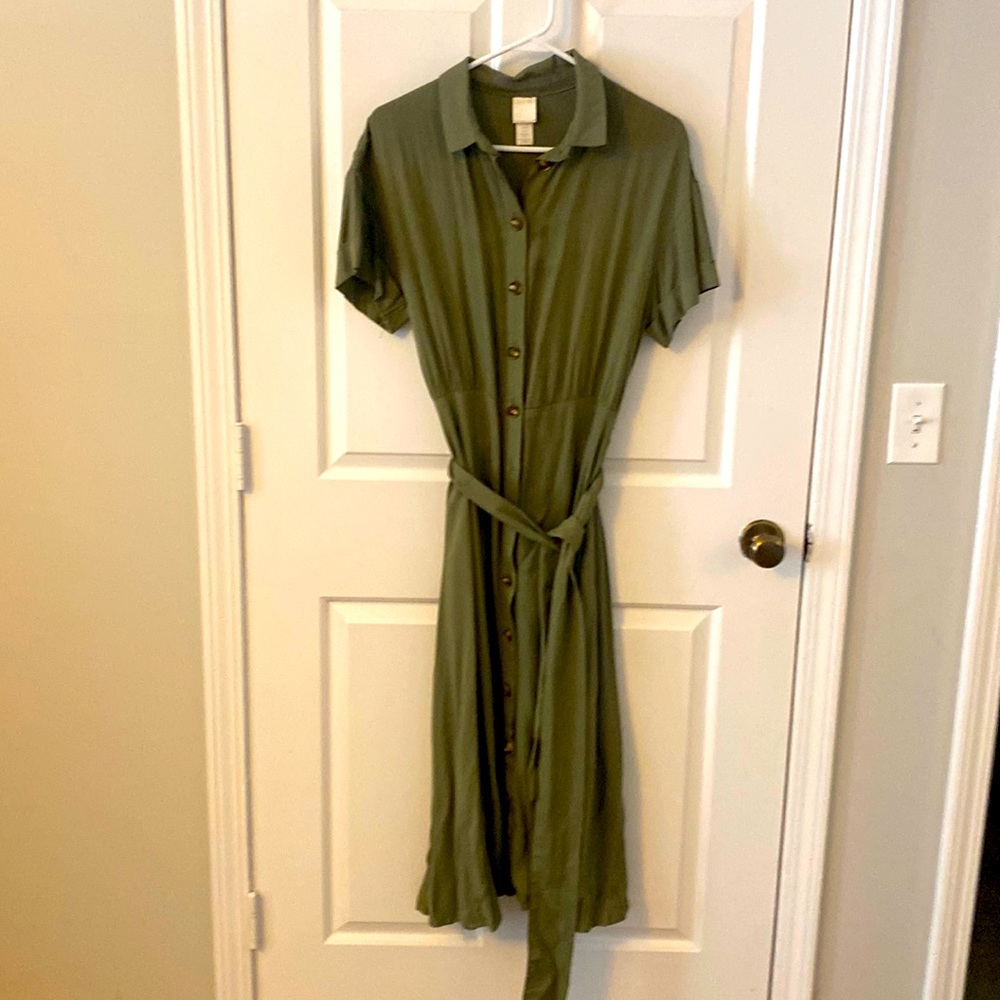 H&M Button Down Dress w/ Waist Tie